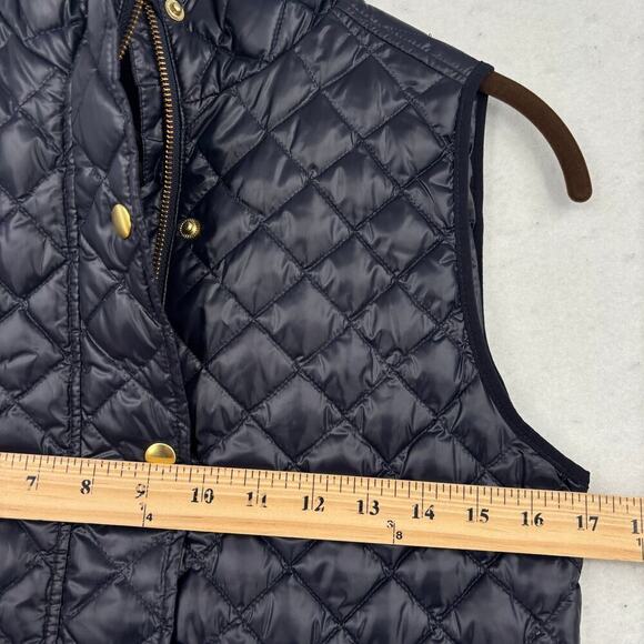 J Crew Vest Field Quilted Puffer Womens Size XXS Navy Blue Shiny Down Filled - Picture 9 of 11